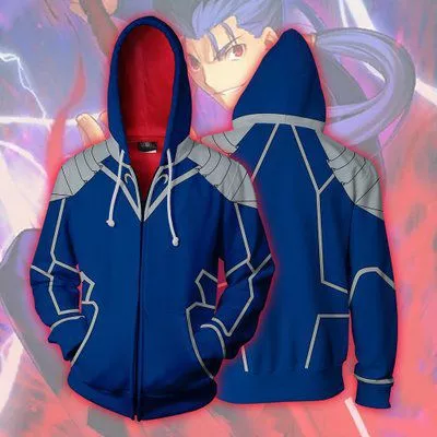 jaqueta fate stay night archer cosplay lancer 3d impressao zipper moletom com capuz Puoupuou engrossar engraçado roupas para cães de estimação inverno quente roupas para animais de estimação hoodies moletom para pequenos cães médios filhote de cachorro bonito XS-XXL