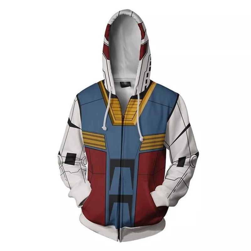 Jaqueta Gundam trajes gundam sweatshirts cosplay 3d impresso zip moletom moda dos desenhos animados com capuz suéter jaquetas
