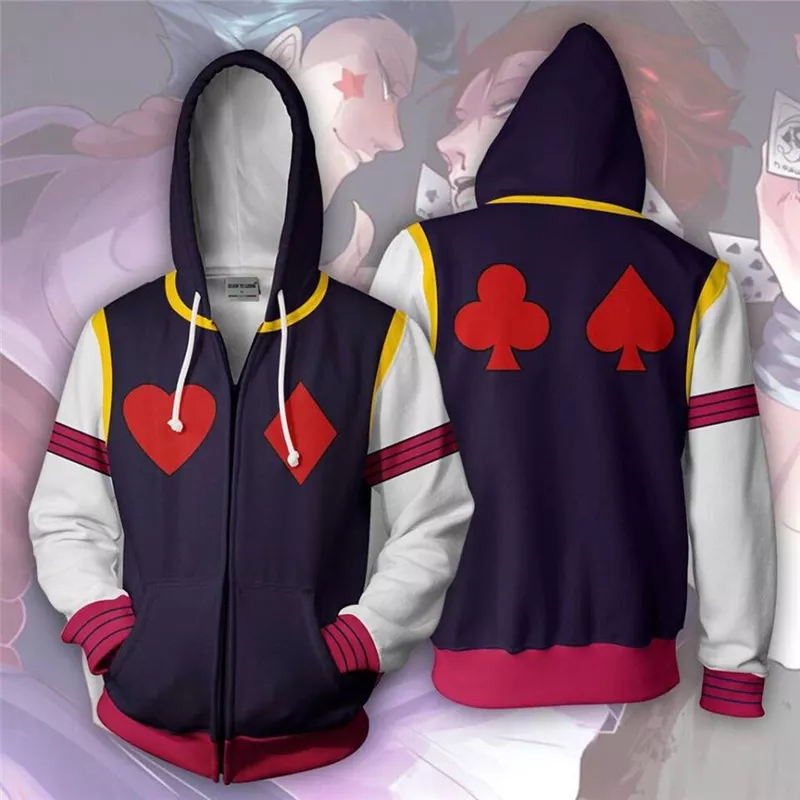 jaqueta japao anime hunter x hunter hoodie hisoka cosplay traje casual com Jaqueta Attack on Titan Shingeki no Kyojin Verão roupas femininas anime raposa impresso cruz fita feminina lolita meninas camiseta harajuku primavera preto saia superior hoodies