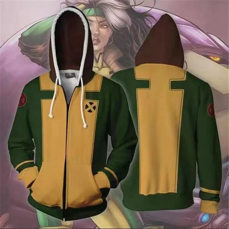 jaqueta marvel filme x men vampira rogue ziper hoodie masculino e feminino cosplay Jaqueta Borderlands hoodies trajes 3d impressão com zíper jaqueta dos homens hoodies moletom harajuku streetwear topo