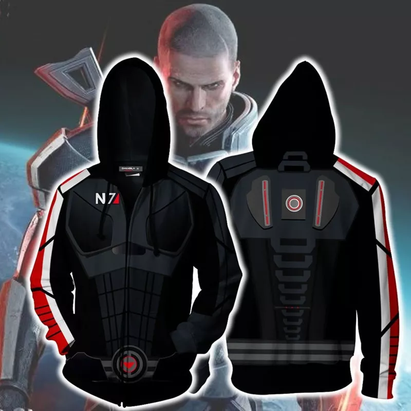 Jaqueta Mass Effect jogo com capuz cosplay traje jaquetas zíper hoded