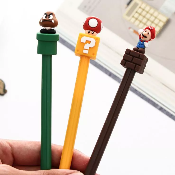 kit 3 canetas super mario bros cogumelo Carteira Jogo Super Mario Bros 9cm