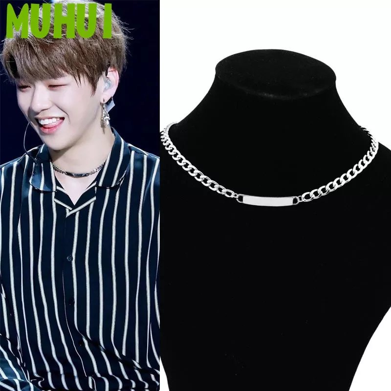 kpop colar de pingente de estrela quiser colar masculino de pingente Gargantilha K-Pop correntes Colar de Cinco Meninos Coreia Caras Meninas Gargantilha Punk Rock Hip Hop Rap de Titânio Colares de Aço Unisex