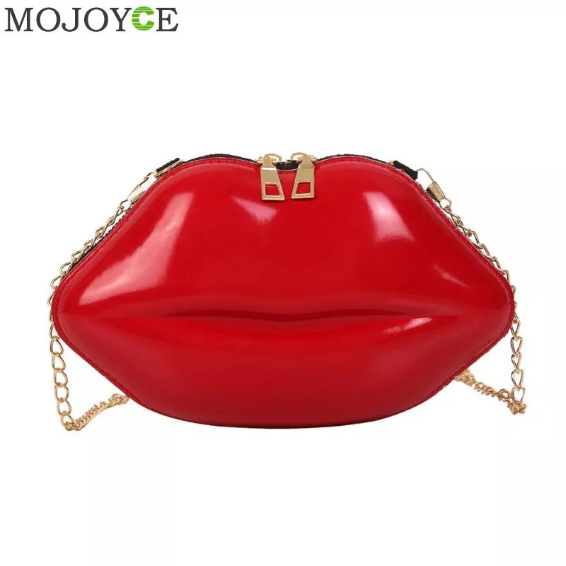 Lábios forma pvc bolsas sólido zíper bolsa de ombro crossbody mensageiro saco da moeda do telefone festa à noite garras bolsas femininas saco