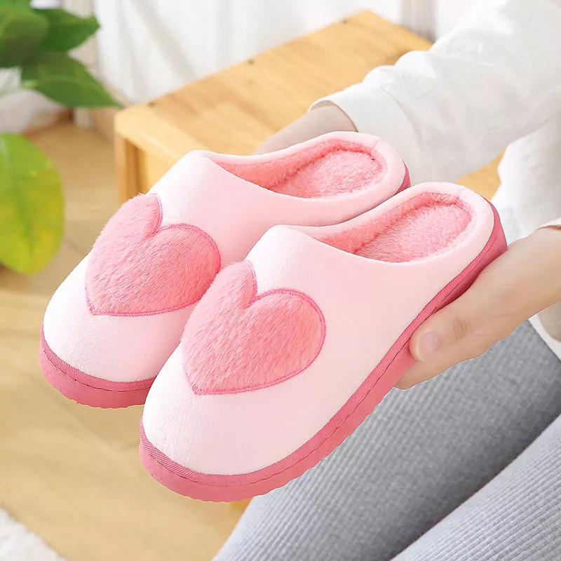 lluumiu chinelos de inverno das mulheres coracao chinelos de algodao Pantufa infantil de veludo, chinelos de desenho animado de raposa para meninos e meninas, sapatos para inverno