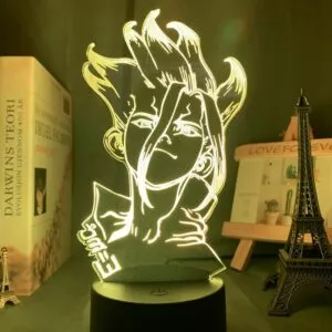 luminaria anime dr stone figura mesa 3d lampada para criancas crianca quarto Luminária Attack on Titan eren jaeger 3d led anime nightlights lâmpada ataque titan eren night light candeeiro de mesa para o presente natal