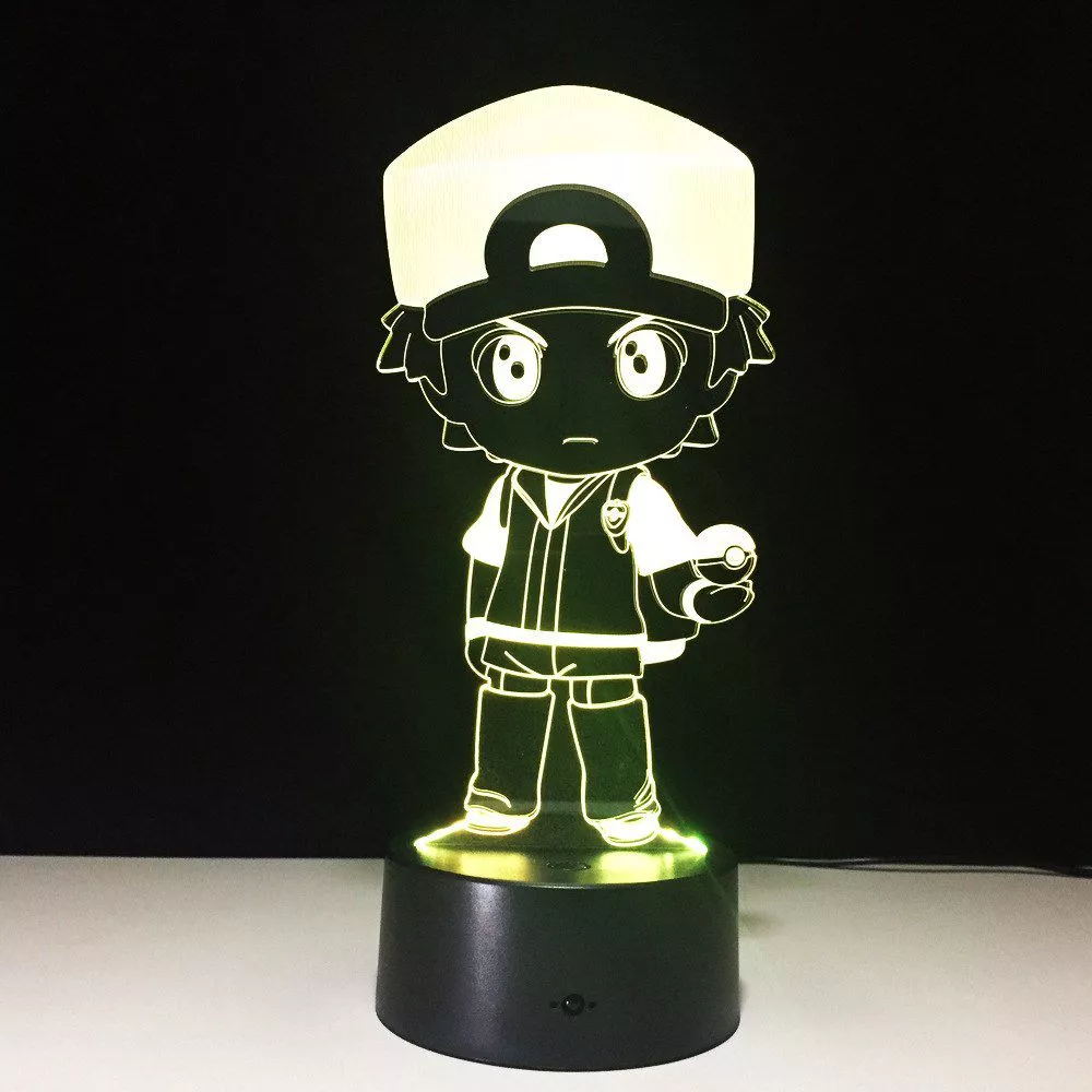 luminaria anime pokemon red 26cm Luminária Gato #2 Troca Cores LED Conduzida Silicone