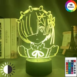 luminaria anime rem re zero starting life in another world figura luz da noite led Luminária Anime re zero starting life in another world led night light para decoração do quarto nightlight presente re zero emilia 3d lâmpada