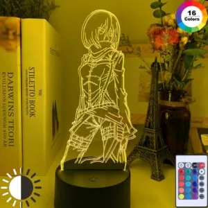 luminaria attack on titan 3d lampada ataque em titan mikasa ackerman figura Luminária Attack On Titan SHingeki no Kyojin Luz conduzida da noite anime ataque no titan mikasa ackerman lâmpada para decoração do quarto luz legal presente de aniversário lâmpada mesa cabeceira bateria