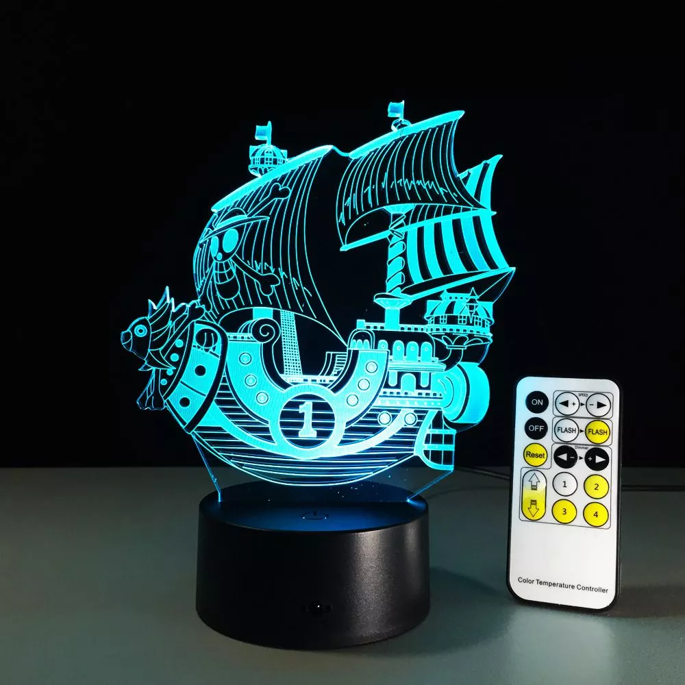 luminaria barco one piece 26cm Luminária Gato #2 Troca Cores LED Conduzida Silicone