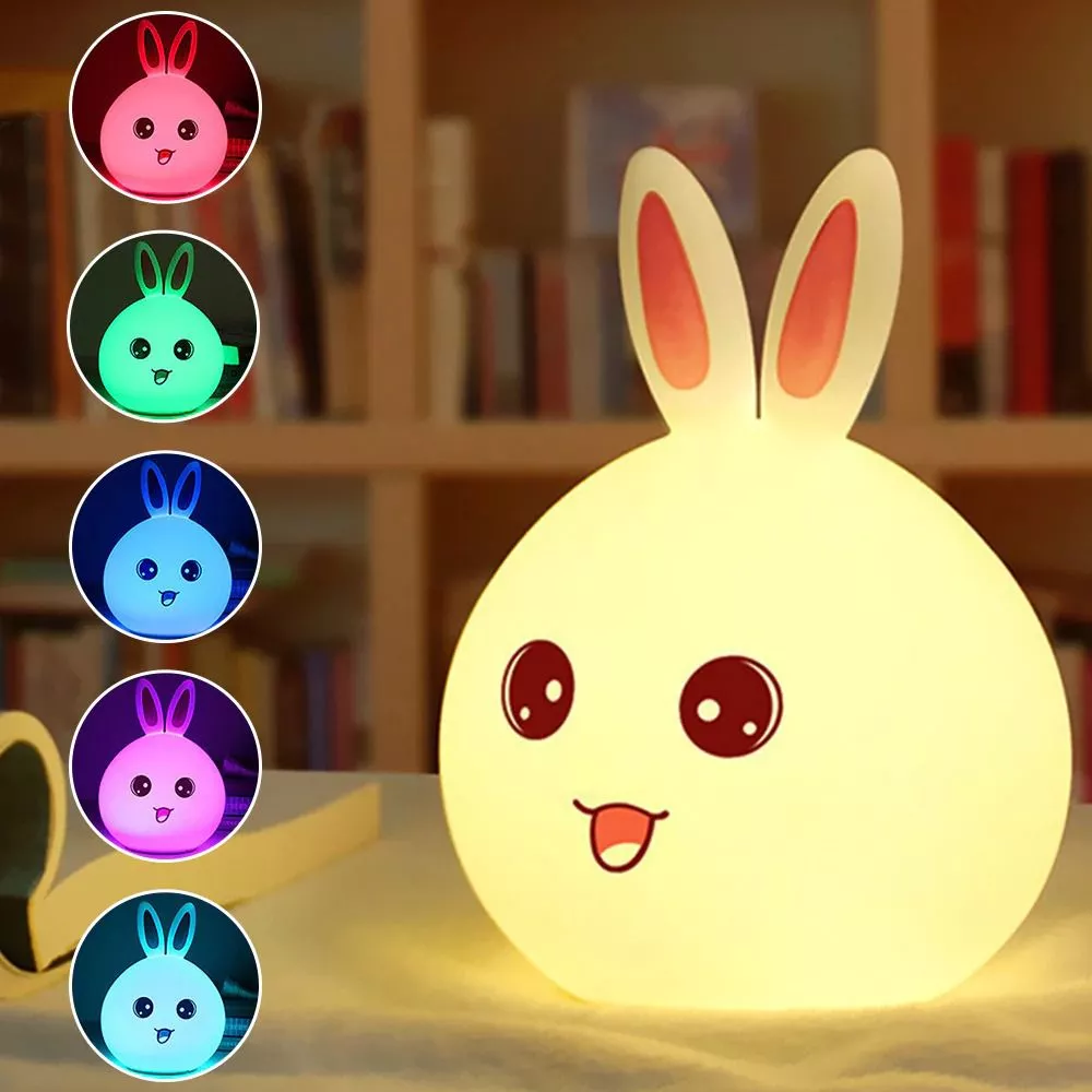 Luminária Coelho Troca Cores LED Conduzida Silicone