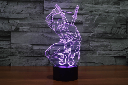 luminaria deadpool 03 26cm Luminária Fortnite Nome Logo 26cm