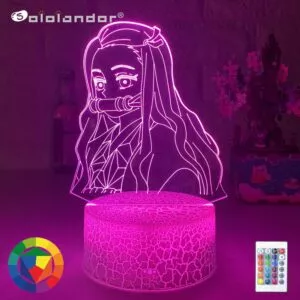 luminaria demon slayer kimetsu no yaiba nezuko kamado figura luz da noite led para Gothic lolita halloween crânio bat blavk asas hairpin cosplay menina acessórios de cabelo clipe de cabelo