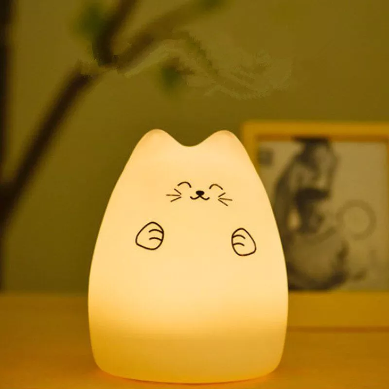 Luminária Gato #1 Troca Cores LED Conduzida Silicone