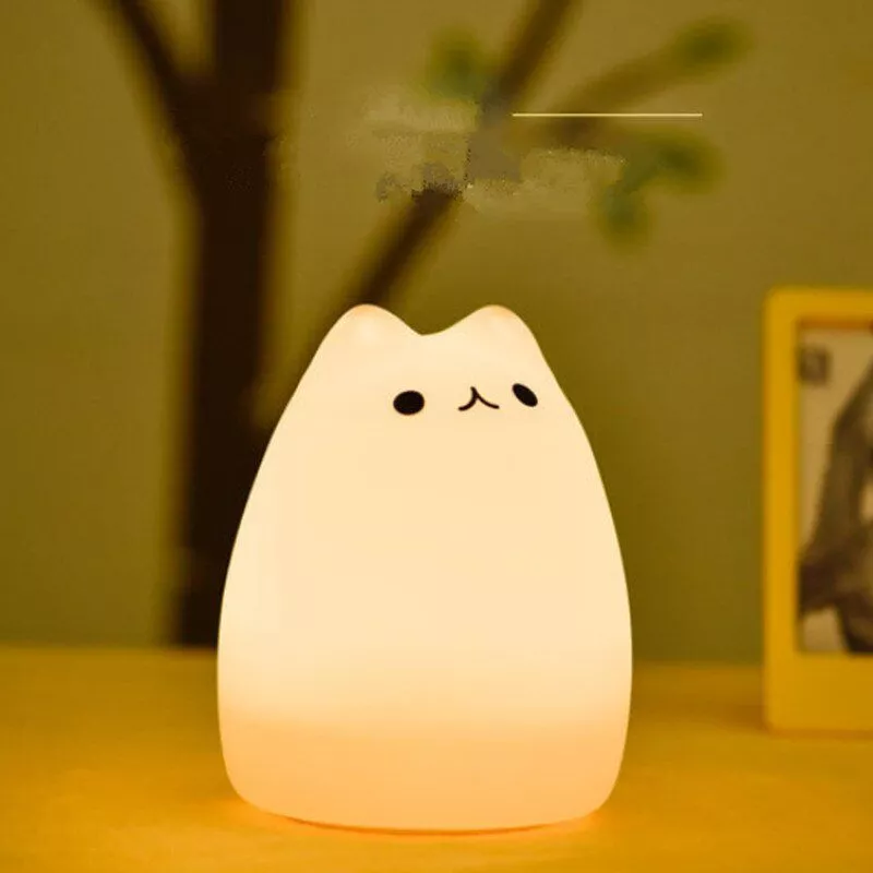 Luminária Gato #2 Troca Cores LED Conduzida Silicone