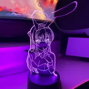 luminaria ilusao 3d led nightlights pascal doesnt dream of bunny girls senpai mai Luminária Bleach grimmjow 3d led luzes da noite anime lâmpada ilusão de iluminação lampara para para decoração casa presente natal