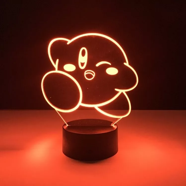 luminaria kirby super smash bros 3d led night light 7 mudanca de cor Pelucia 20cm Super Mario Bros Brinquedos de Pelúcia Cogumelo Toad Toadette Mineiros Aventura Mochila Macio Stuffed Dolls