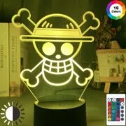 Luminária One Piece Luz noturna led com logotipo para crianças, luz noturna led com sensor de toque para decoração de quarto infantil, lâmpada 3d presente