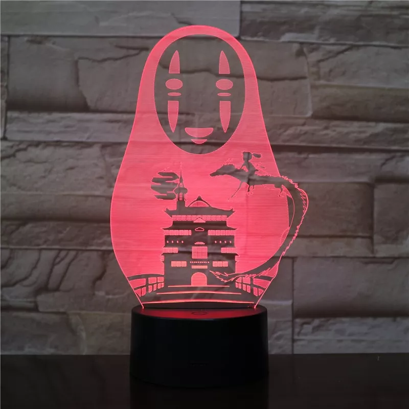 luminaria spirited away no face 3d 7 mudando a cor da lampada led night light Luminária My Hero Academia Boku no Hero Academy anime 3d luz bakugo meu herói academia para decoração do quarto presente de aniversário mangá gadget meu herói academia katsuki bakugo lâmpada anime