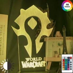 luminaria world of warcraft luz da noite 3d jogo horda bandeira cor mudando Pantufa Chinelo Adulto Emoji Rindo Muito