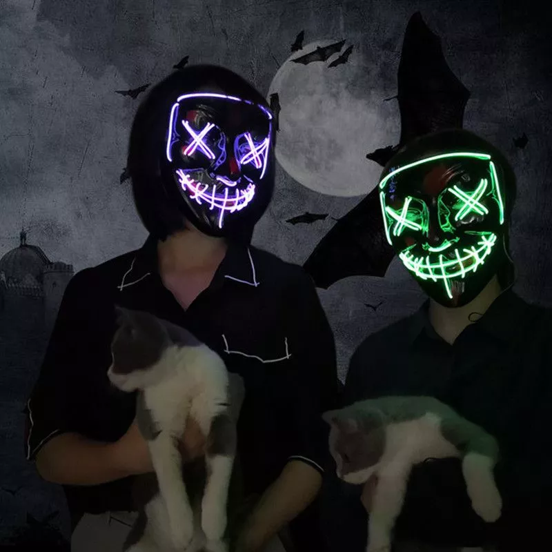 Máscara Cosplay Halloween The Purge Brilha no Escuro Várias Cores