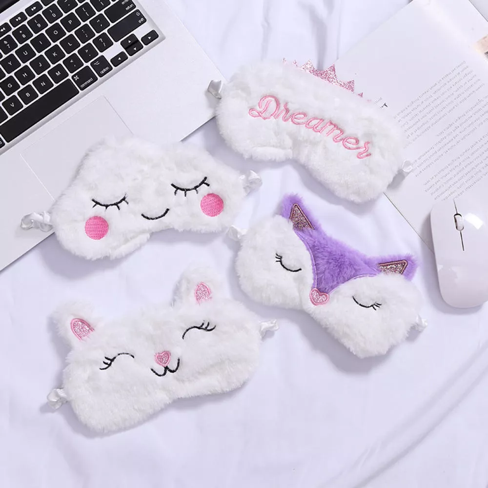 Máscara de dormir 1 pçs bonito capa de olho de pelúcia sono resto máscara de olho acolchoado capa de viagem relaxar ajuda vendas
