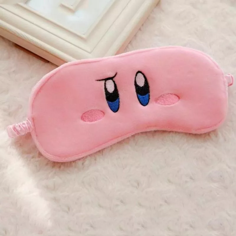 Máscara p/ dormir kirby super smash bros estrela máscara de olho dos desenhos animados dormir máscara de olho de pelúcia sombra capa de olhos de venda brinquedo de pelúcia para o presente da menina