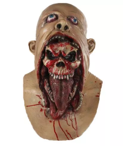 mascara zumbi esqueleto profissional Máscara Profissional Hellboy