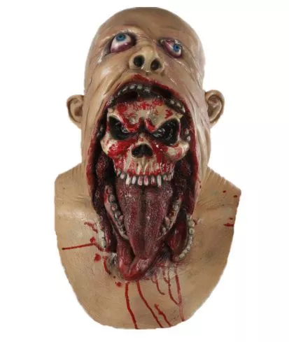 mascara zumbi esqueleto profissional Halloween decoração unicórnio esqueleto osso adereços festa bonito ossos ornamentos halloween mas horror adereços (bege)