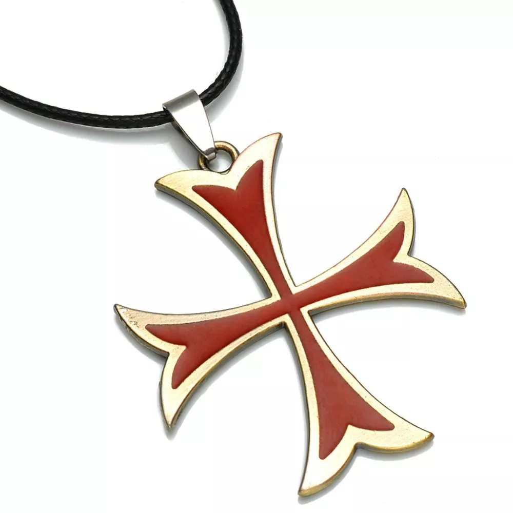 Colar assassin's creed vintage cavaleiros templários ferro cruz pingente colar para homens cruz jóias
