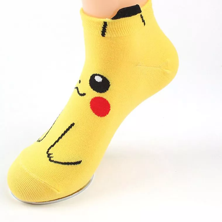 meia anime pokemon pikachu tamanho Unico Harajuku emoção ícone cosplay expressão meias meias anime bonito branco/preto collants