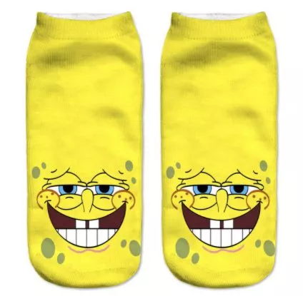 meia bob esponja Harajuku emoção ícone cosplay expressão meias meias anime bonito branco/preto collants