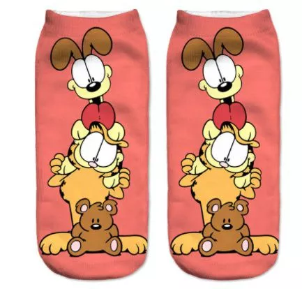 meia garfield e odie Harajuku emoção ícone cosplay expressão meias meias anime bonito branco/preto collants