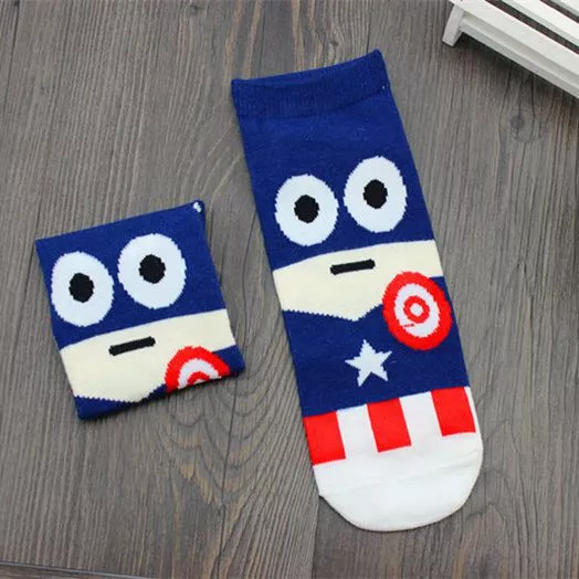 meia marvel capitao america tamanho Unico Meia Minions Céu