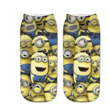 meia minions Harajuku emoção ícone cosplay expressão meias meias anime bonito branco/preto collants