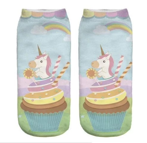 meia unicornio cupcake Harajuku emoção ícone cosplay expressão meias meias anime bonito branco/preto collants