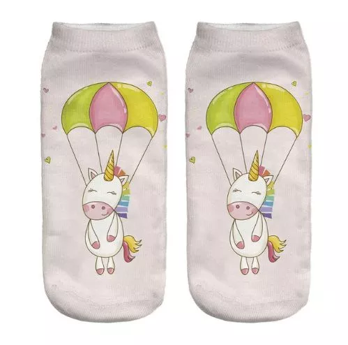 meia unicornio paraquedas Harajuku emoção ícone cosplay expressão meias meias anime bonito branco/preto collants