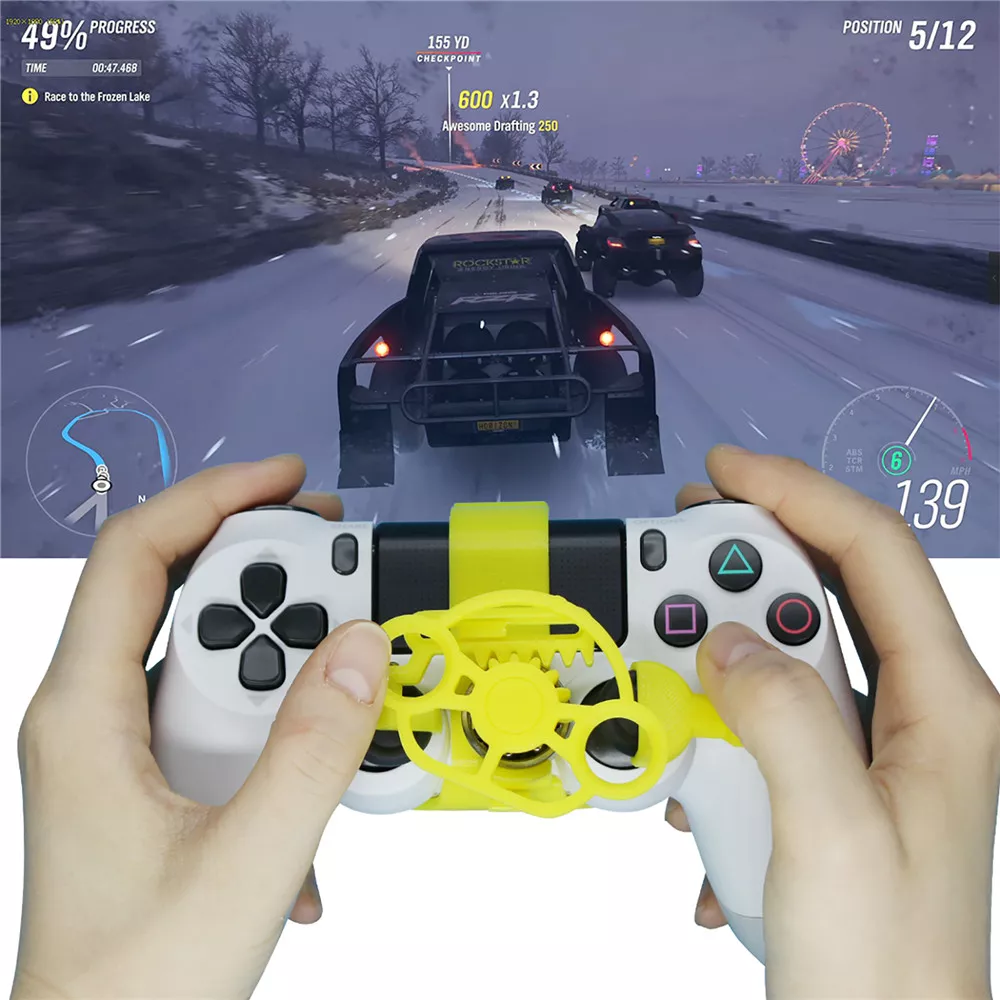 Mini volante para sony ps4 dualshock 4 controlador de corrida de carro substituição volante controlador add-on acessórios