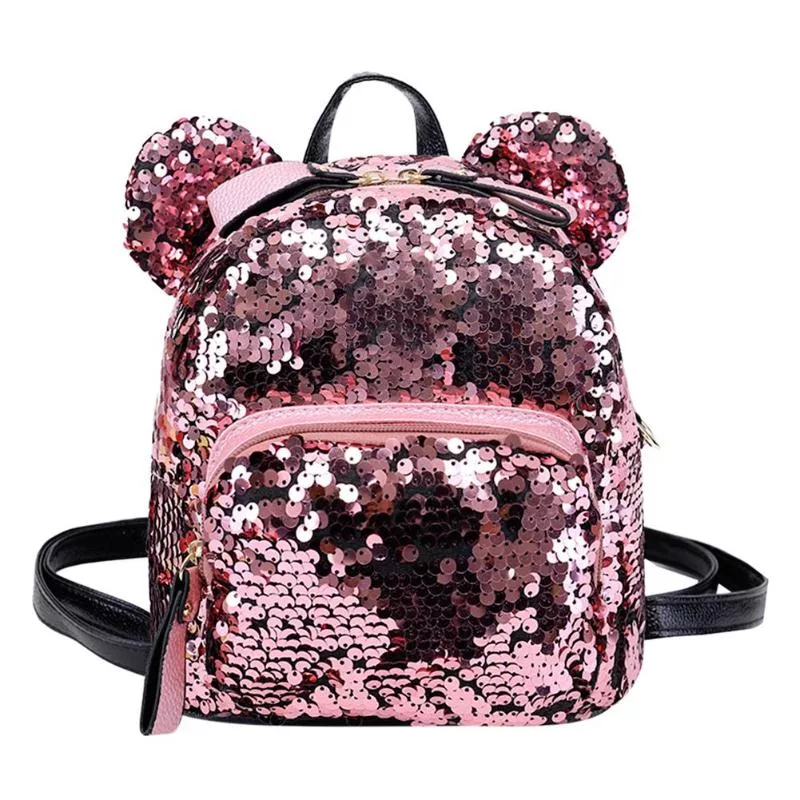 mochila brilhante com orelhas rosa 003 Touca chapéu de coelho com orelhas movimentadas, chapéu de coelho com orelhas quente de pelúcia, boné fofo para airbag