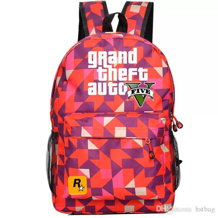 mochila gta game jogo vermelho Mochila Bart Simpson Branca #002