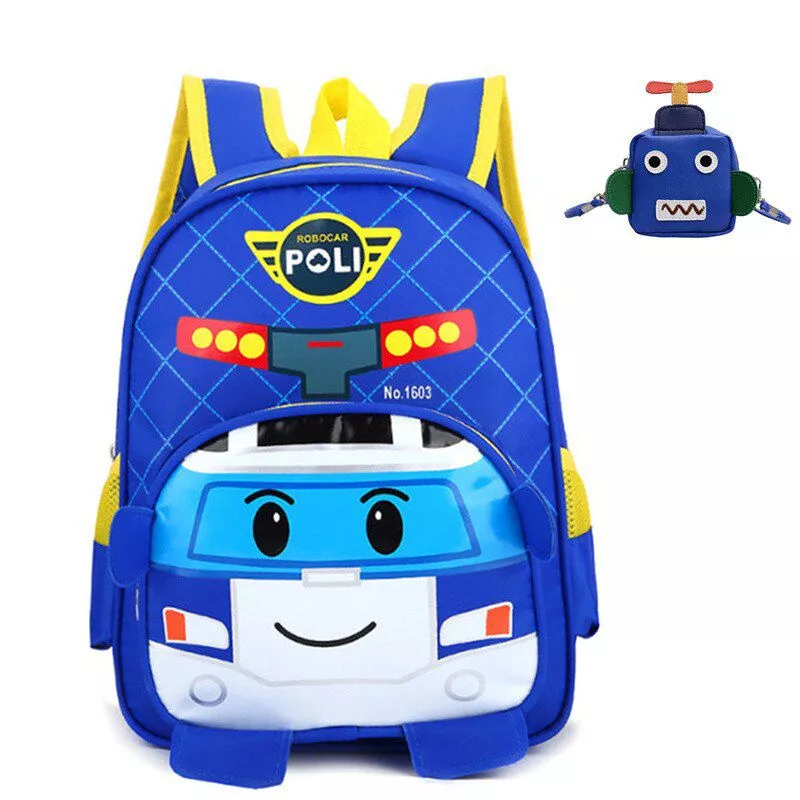 mochila infantil robocar poli 3d azul Mochila Infantil RoboCar Poli 3D Azul