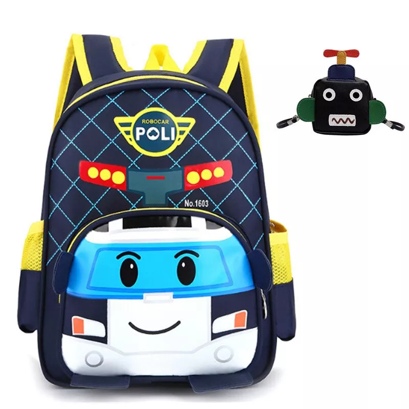 mochila infantil robocar poli 3d preto Mochila Infantil RoboCar Poli 3D Azul