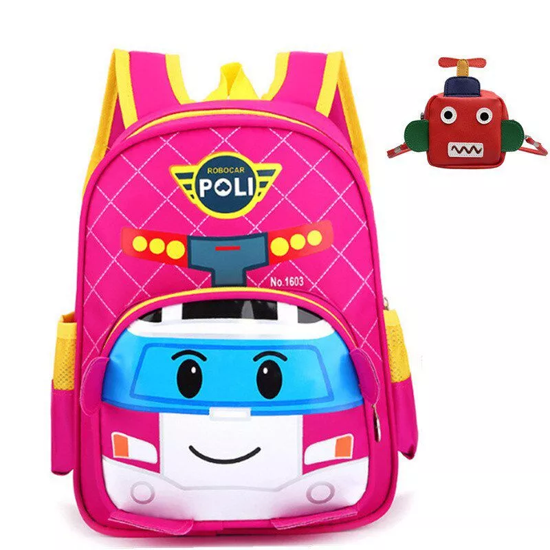 mochila infantil robocar poli 3d rosa Mochila Infantil Raposa