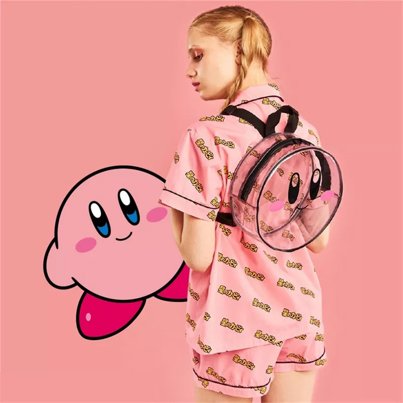 mochila kirby super estrela redonda transparente mochila kawaii saco meninas Mara dream s sonho bolsa feminina bonito bolsas de pele de coelho do falso correntes de pele feminina bolsas de ombro marca mensageiro saco crossbody