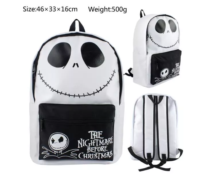 mochila o pesadelo antes do natal jack cranio dos desenhos animados mochila estudante Colar crânio fones de ouvido estudante pingente colar personalidade casal retro punk masculino titânio aço hip hop colar