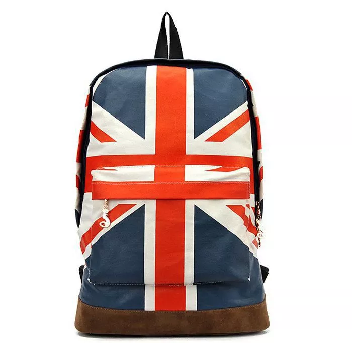 mochila pasta bolsa escolar bandeira reino unido Brinco Machado Punk Preto