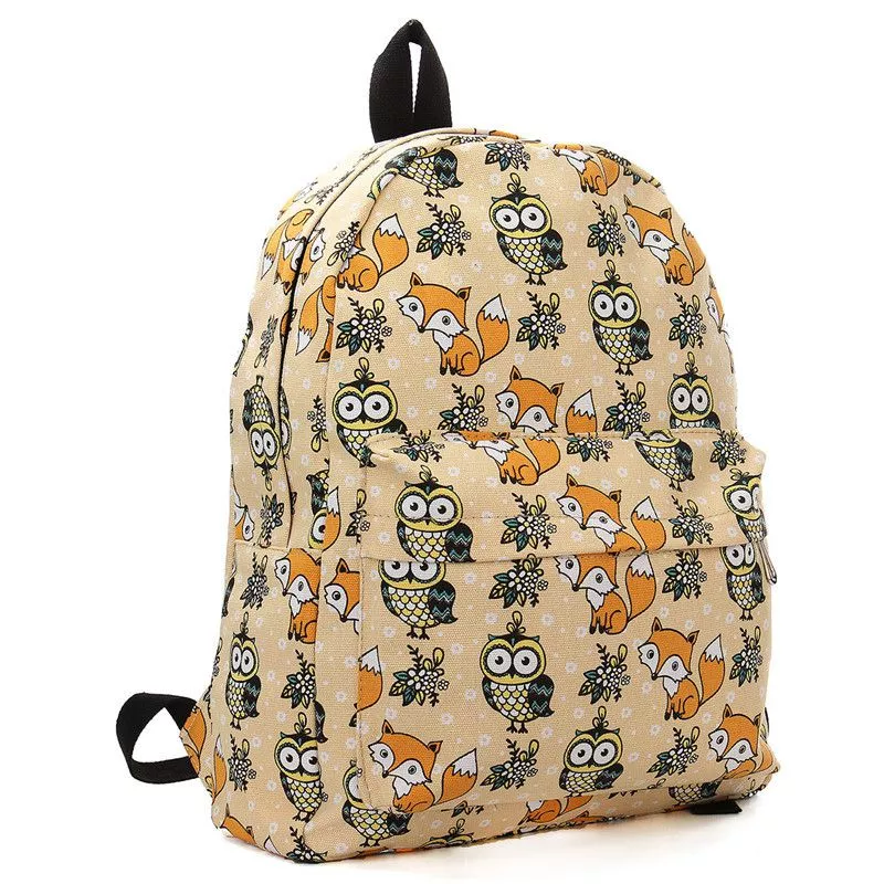 mochila pasta bolsa raposa coruja Brinco Punk Botão