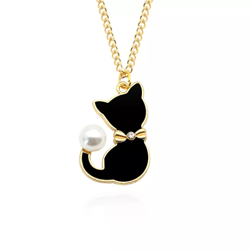 Moda Esmalte Gato Cauda Pérola Colares & Pingentes Animal Bonito Colar Gargantilha Para As Mulheres Presentes Da Jóia Colar Dropshipping