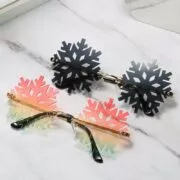 Moda floco de neve forma óculos de sol feminino vintage sem aro claro eyewear homem motorista óculos de sol oco óculos de sol máscaras uv400