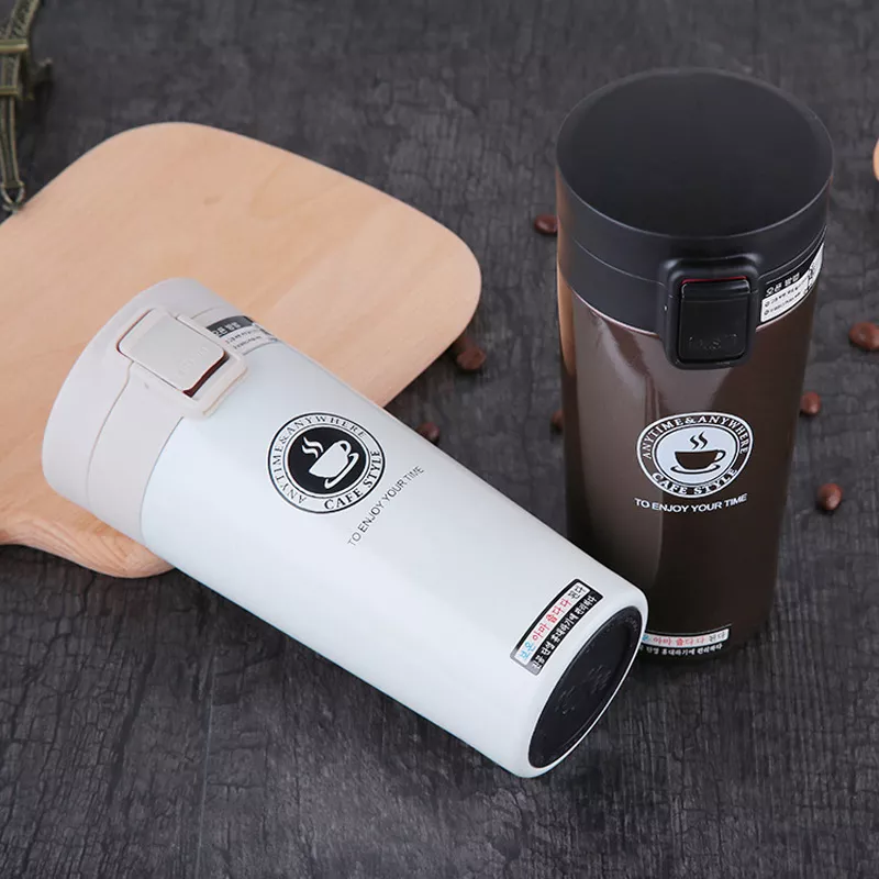 Moda quente 380ml de aço inoxidável canecas de café isolado garrafa de água copo garrafa térmica garrafa de vácuo prêmio viagem caneca de café